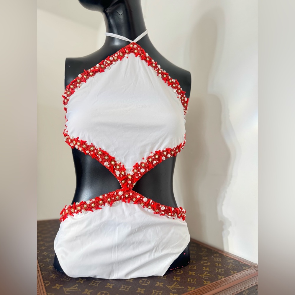 VALENTINO GARAVANI Beaded Cut-Away Swimsuit $4,708 large comes with dust bag - Picture 10 of 17
